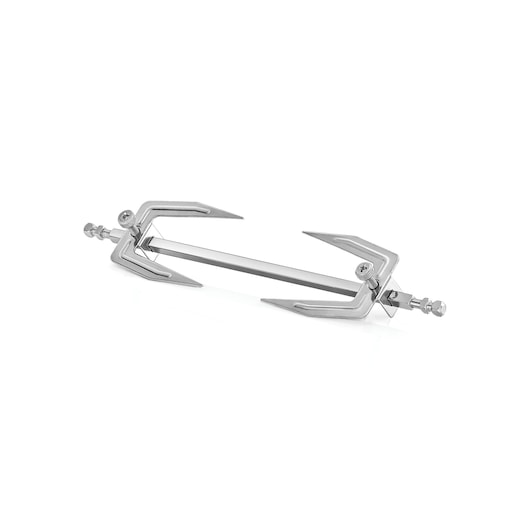 BLACKDECKER AOF100 stainless steel rotisserie fork photography, angled side view on white background.