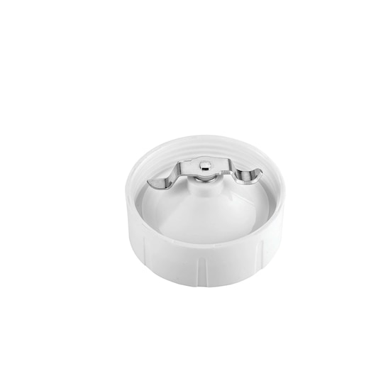 BLACKDECKER BX4000 white blender blade assembly, top angle on white background.