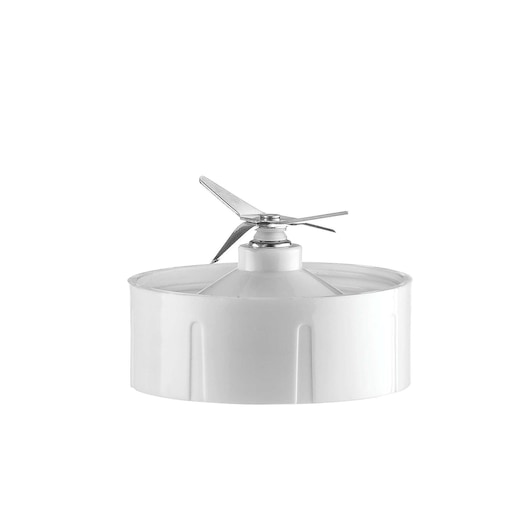 BLACKDECKER BX4030 blender blade assembly, white and silver, side angle, photography product.