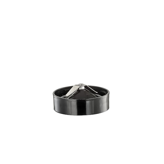 BLACK+DECKER BX530 food processor black chopping blade accessory, top angle on white background.