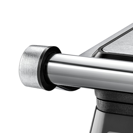 BLACKDECKER CG1400 stainless steel handle close-up, product photography, angled on white background.