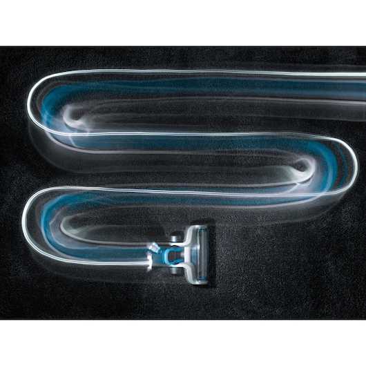 BLACKDECKER CUA525BH vacuum cleaner head with light trail effect on black background, top view.