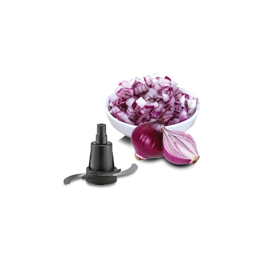Food Processor Black and Decker 750W Multifunction Food Processor Black Stainless Steel chopping blade attachment with onions