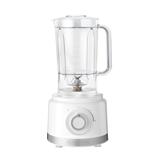 Food Processor Black and Decker 750W Multifunction Food Processor White Plastic front view with blender on main body