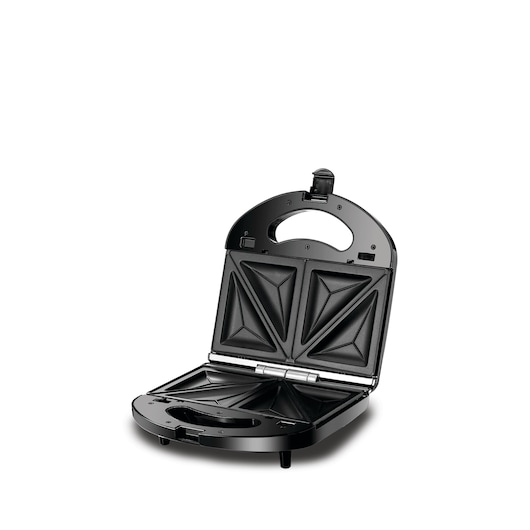 2 Slice Sandwich Maker Black and Decker 2 in 1 Grill and Sandwich Maker Open Left View with Non Stick Triangle Plates