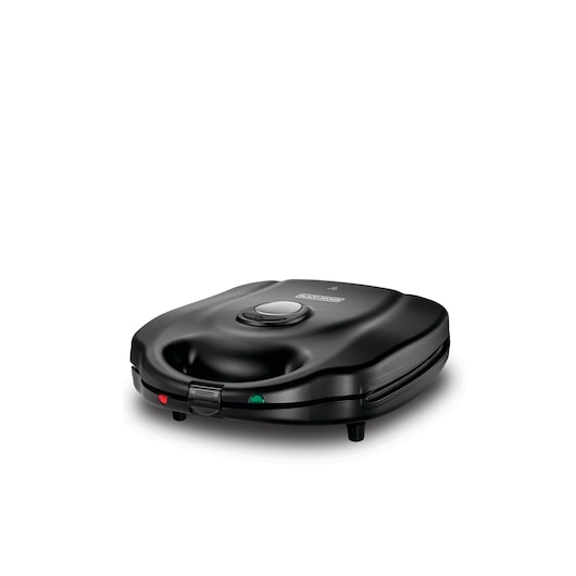 2 in 1 Black and Decker 4 Slice Sandwich and Grill Maker front view in closed configuration