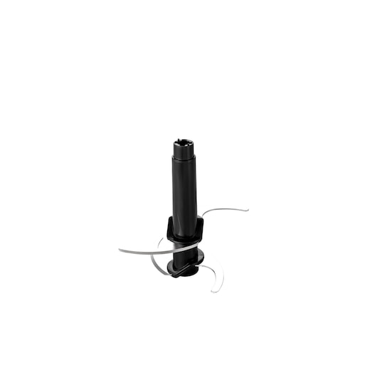 BLACKDECKER FC500 food chopper blade attachment, black and silver, front angle on white background.