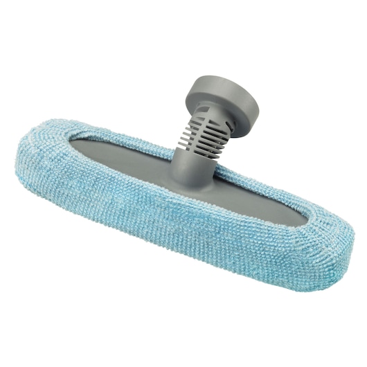 BLACKDECKER FSMH13151SM steam mop head with blue microfiber cover, product angled on white background.