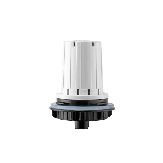 BLACKDECKER HM5000 water filter cartridge, white and black, product photography, front angle