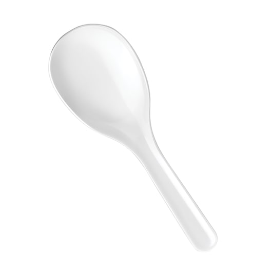 BLACKDECKER PCP1010 white plastic spoon, top view, on white background.