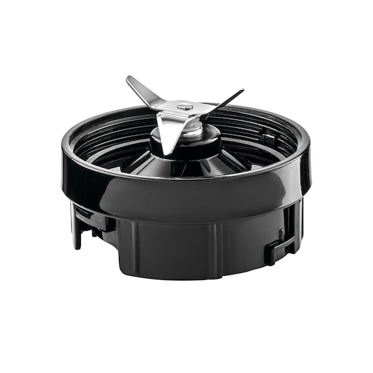 BLACKDECKER SBX300BCG blender blade assembly, black and silver, top angle on white background.