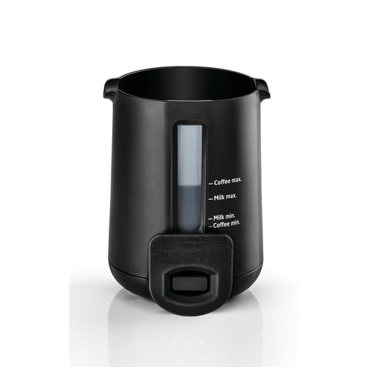 BLACKDECKER TCM730 black coffee maker cup with measurement markings, front view on white background.