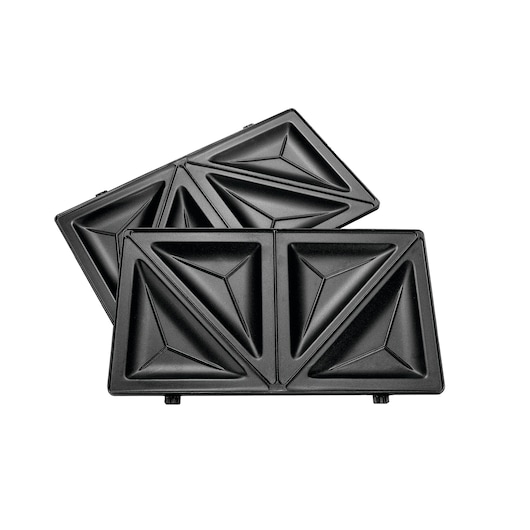 BLACKDECKER TS2120 sandwich plate set, black non-stick surface, top view, photography on white background.