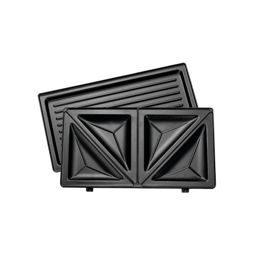 BLACKDECKER TS2120 sandwich and grill plate set, black, top view, white background.