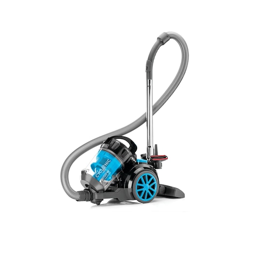 BLACKDECKER VM2080 vacuum cleaner with blue accents, side view on white background.