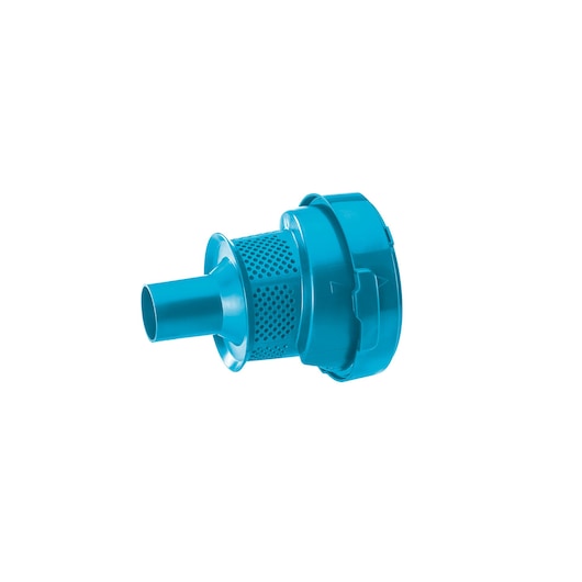 BLACKDECKER VM2080 vacuum filter attachment in blue, side angle on white background.