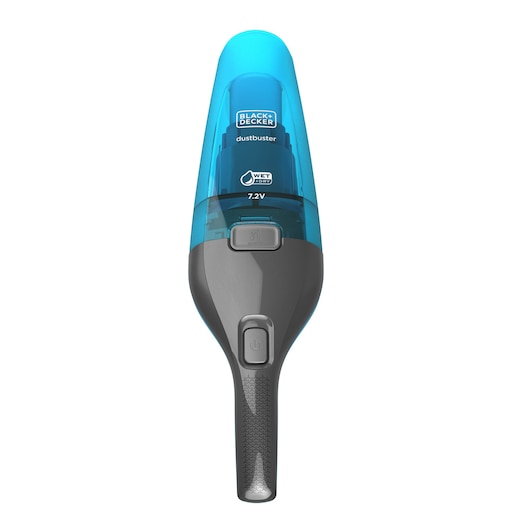BLACKDECKER WDC215WA handheld vacuum, blue and gray, front view, wet and dry cleaning, photography product