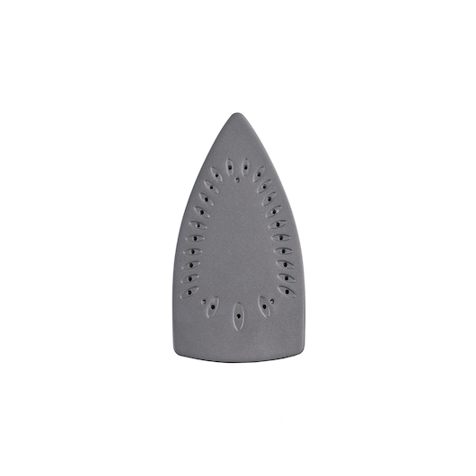 BLACKDECKER X1750 iron soleplate with multiple steam holes, top view on white background.